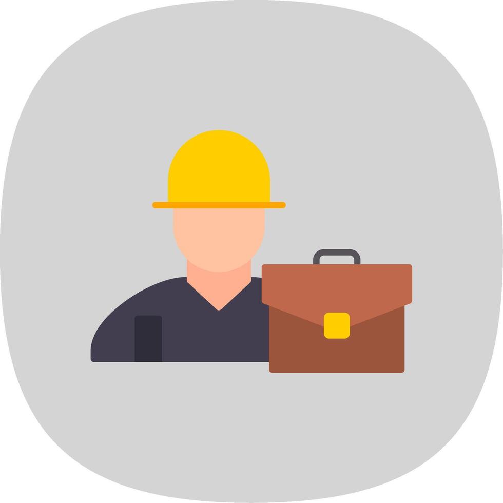 Worker Flat Curve Icon vector