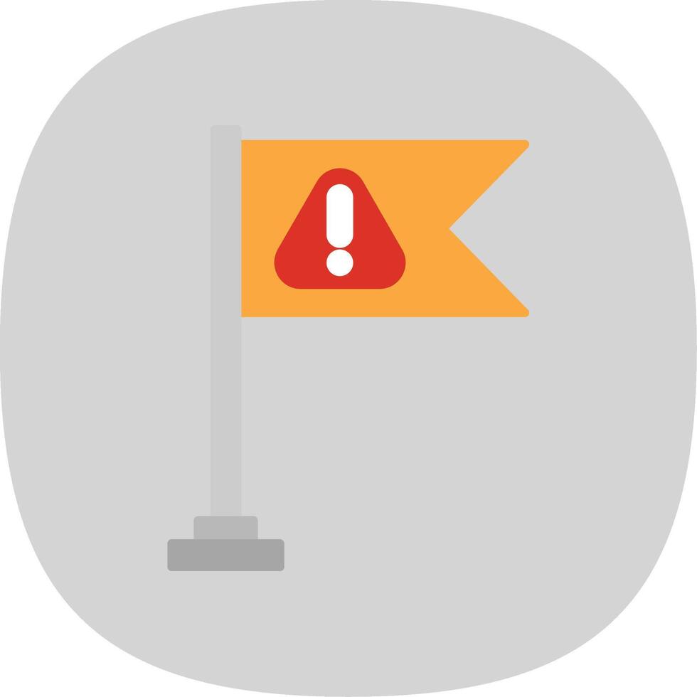 Warning Flag Flat Curve Icon vector