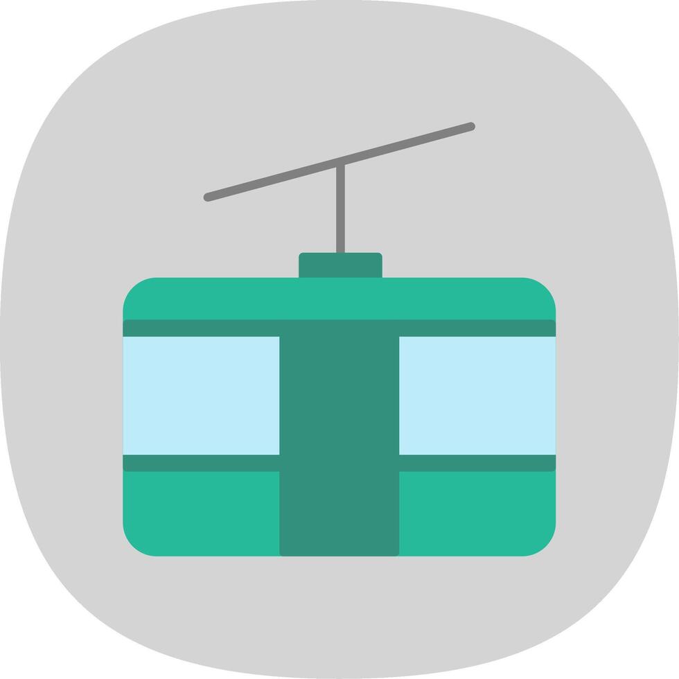 Cableway Flat Curve Icon vector