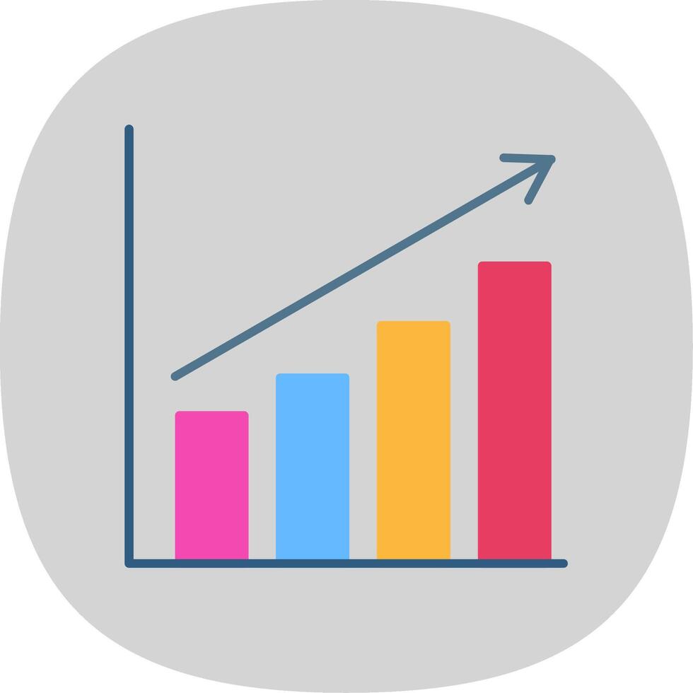 Bar Chart Flat Curve Icon vector