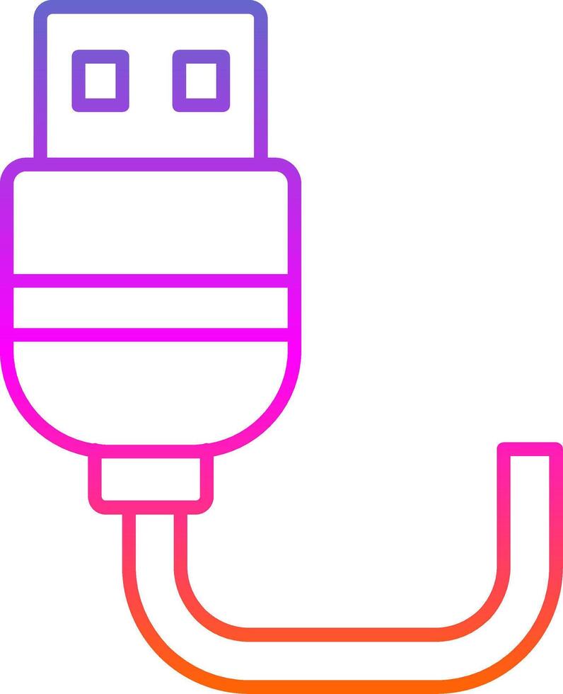 icono de gradiente de línea usb vector