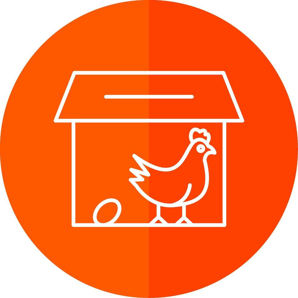 Chicken Coop Line Red Circle Icon vector