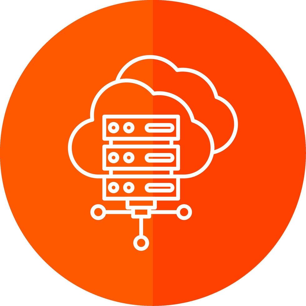 nube informática línea rojo circulo icono vector