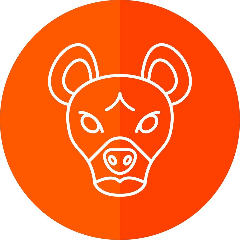 Hyena Line Red Circle Icon vector