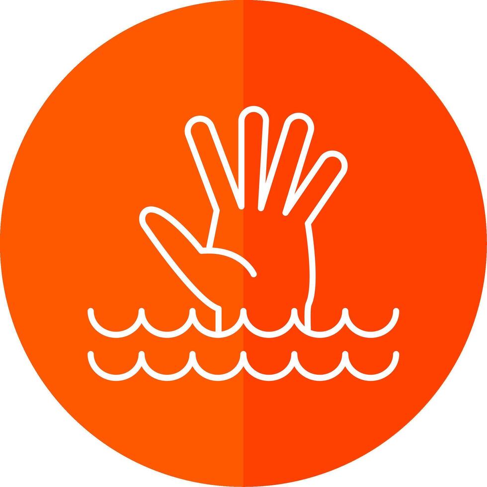 Drowning Line Red Circle Icon vector