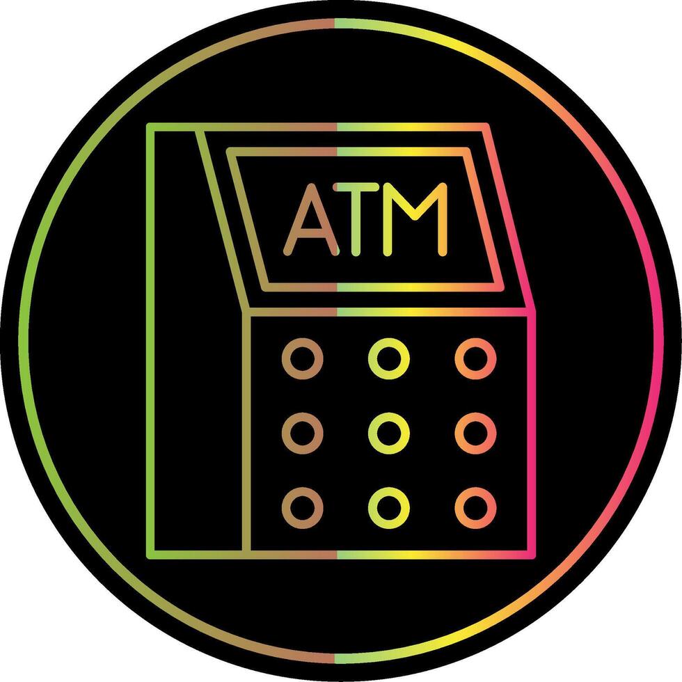 Atm Machine Line Gradient Due Color Icon vector