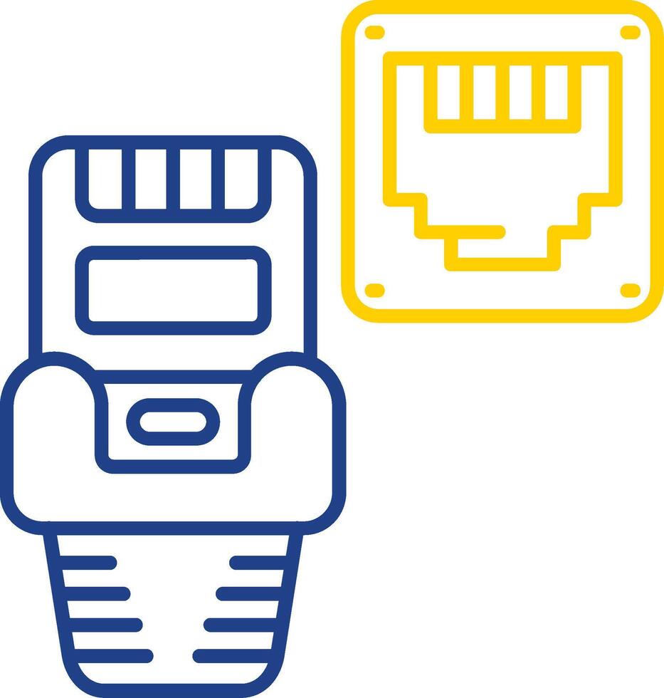 ethernet línea dos color icono vector