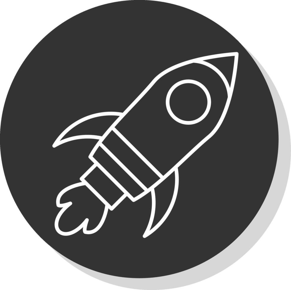 Rocket Line Grey Circle Icon vector