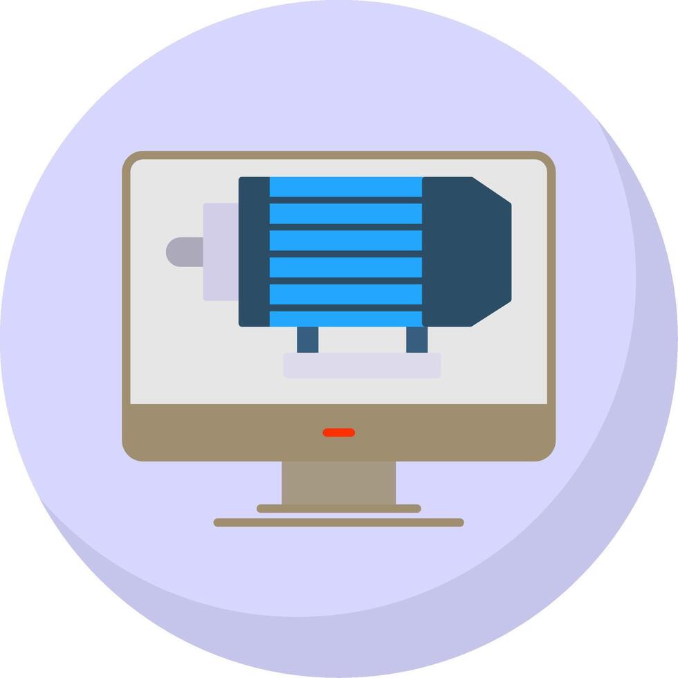 Electric Motor Flat Bubble Icon vector