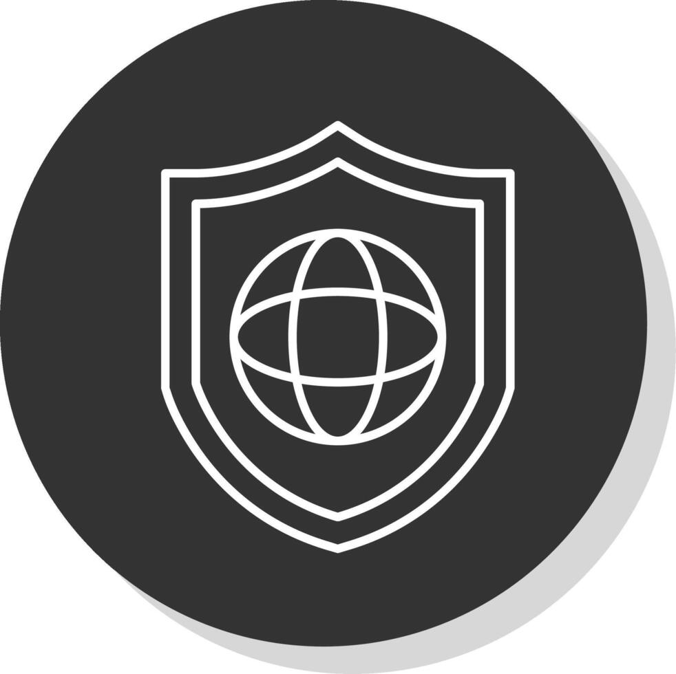 Protected Network Line Grey  Icon vector