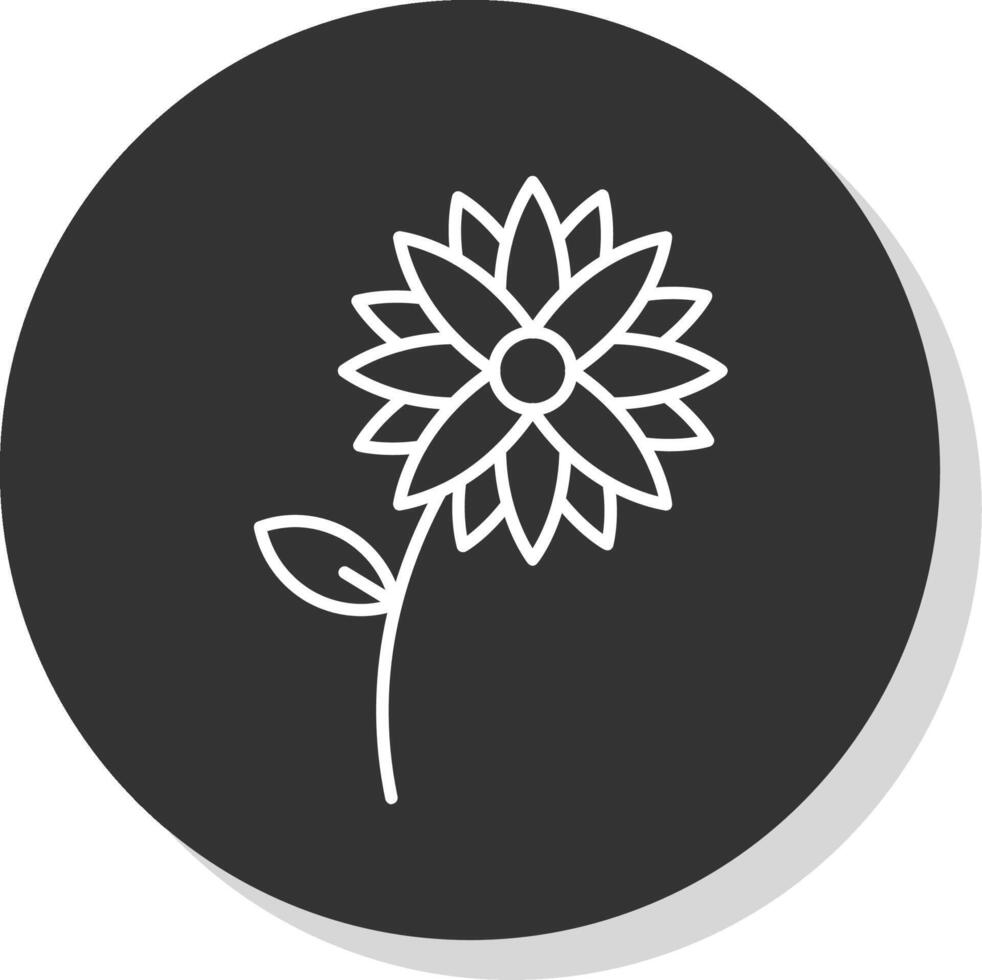 flor línea gris icono vector