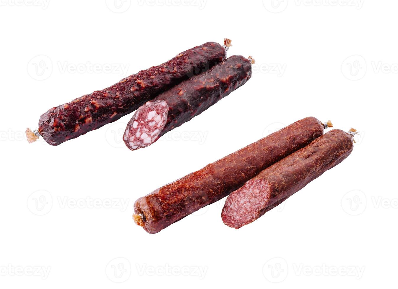 Italian salami sausages isolated on white background photo