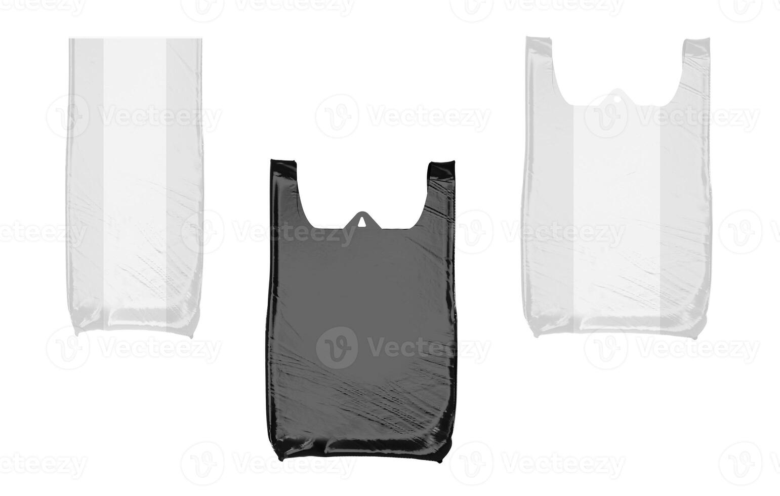 Black and white plastic bags isolated on white photo