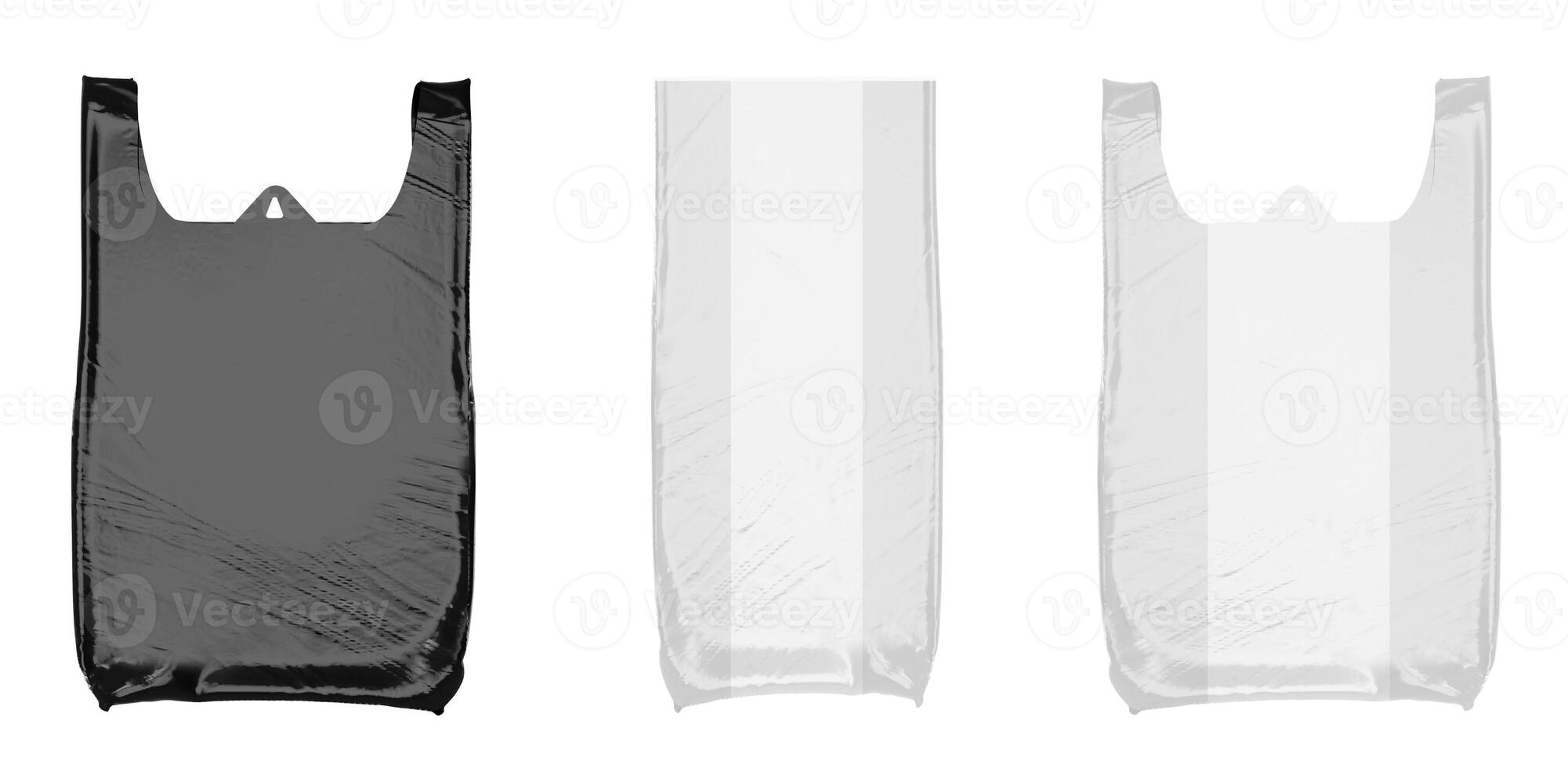 Black and white plastic bags isolated on white photo