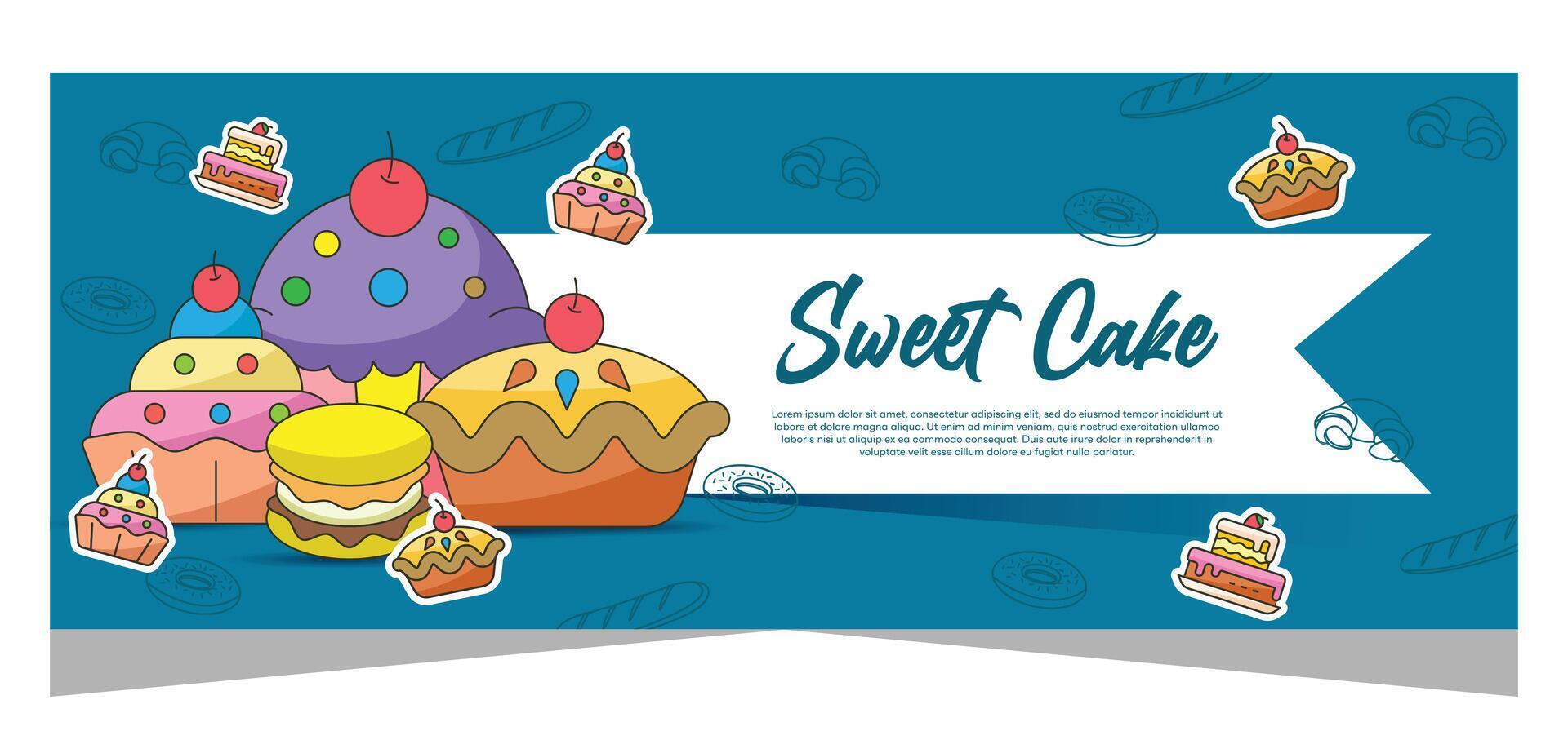 Horizontal template banner of cupcakes in vector design