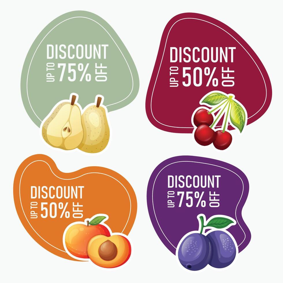 Fruit label sale design for promotions vector