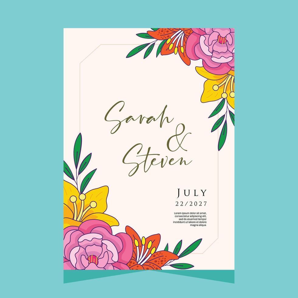 Beautiful card invitation template design with flower vector