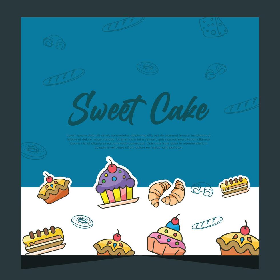 Sweet cake flayer or social media post template vector