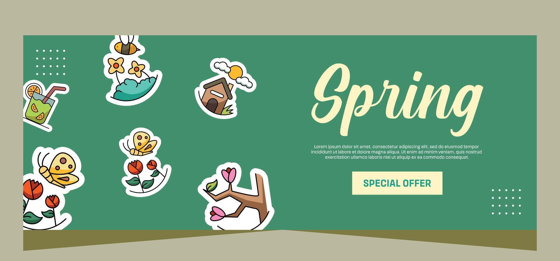 Horizontal spring banner template. Vector design