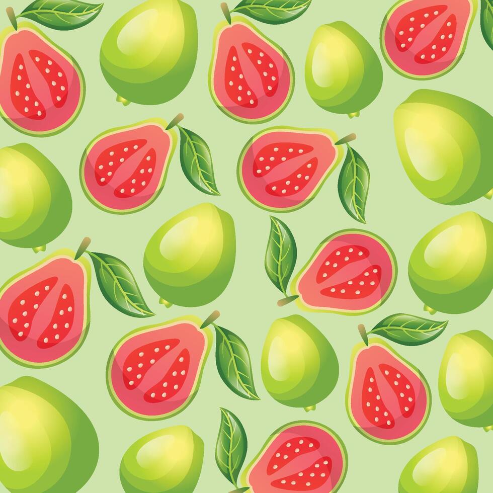 Guava fruit pattern background design vector