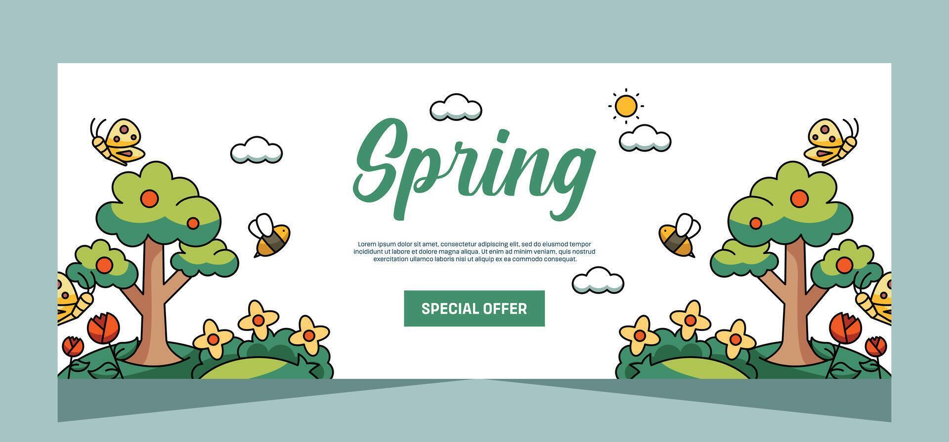 Spring banner template design. Vector design