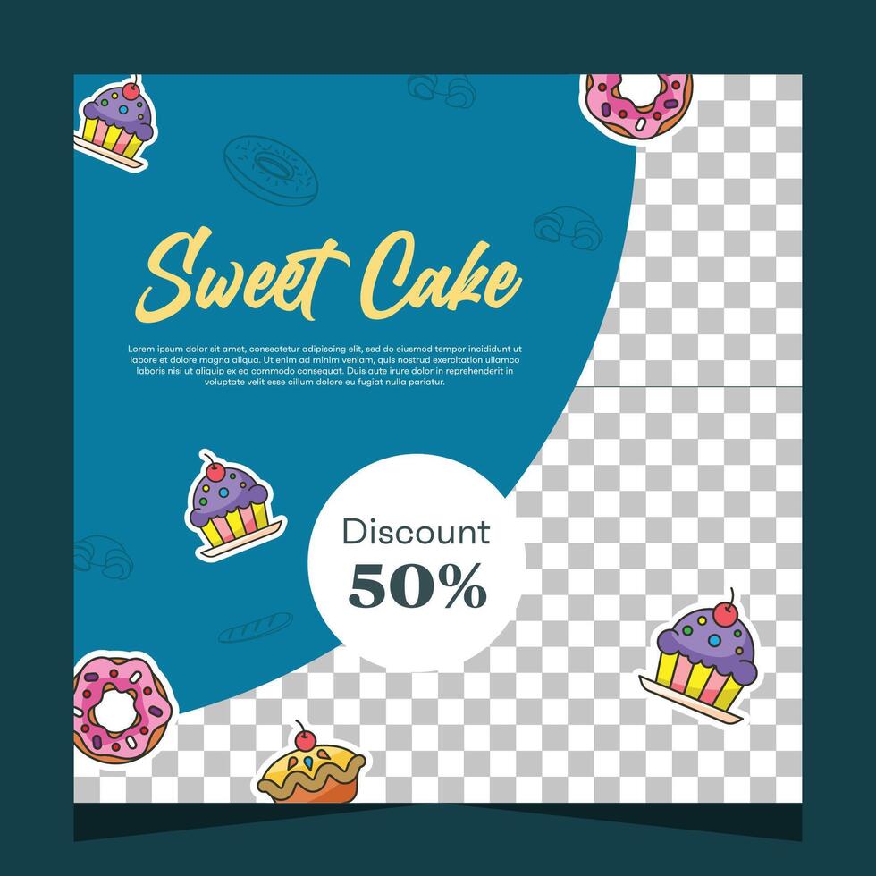 Sweet cake flayer or social media post template vector