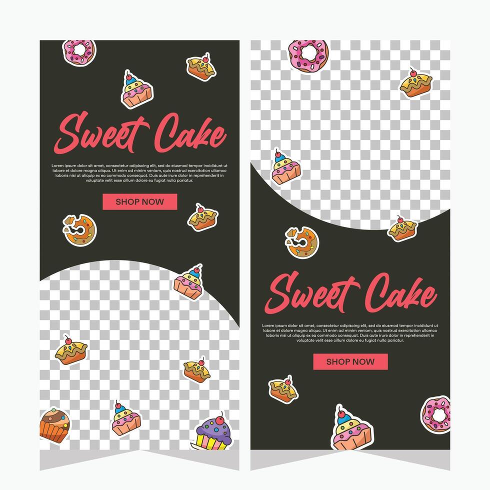 Bakery template vertical banner or history for social media vector