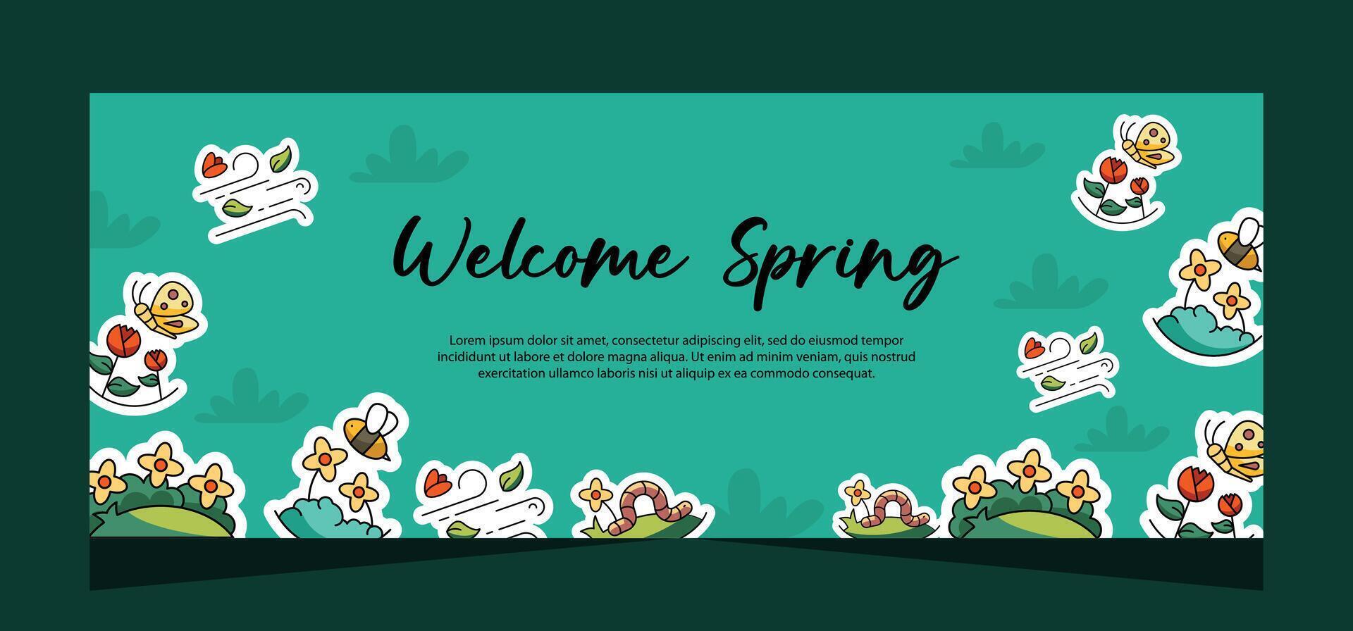 Horizontal spring banner template. Vector design