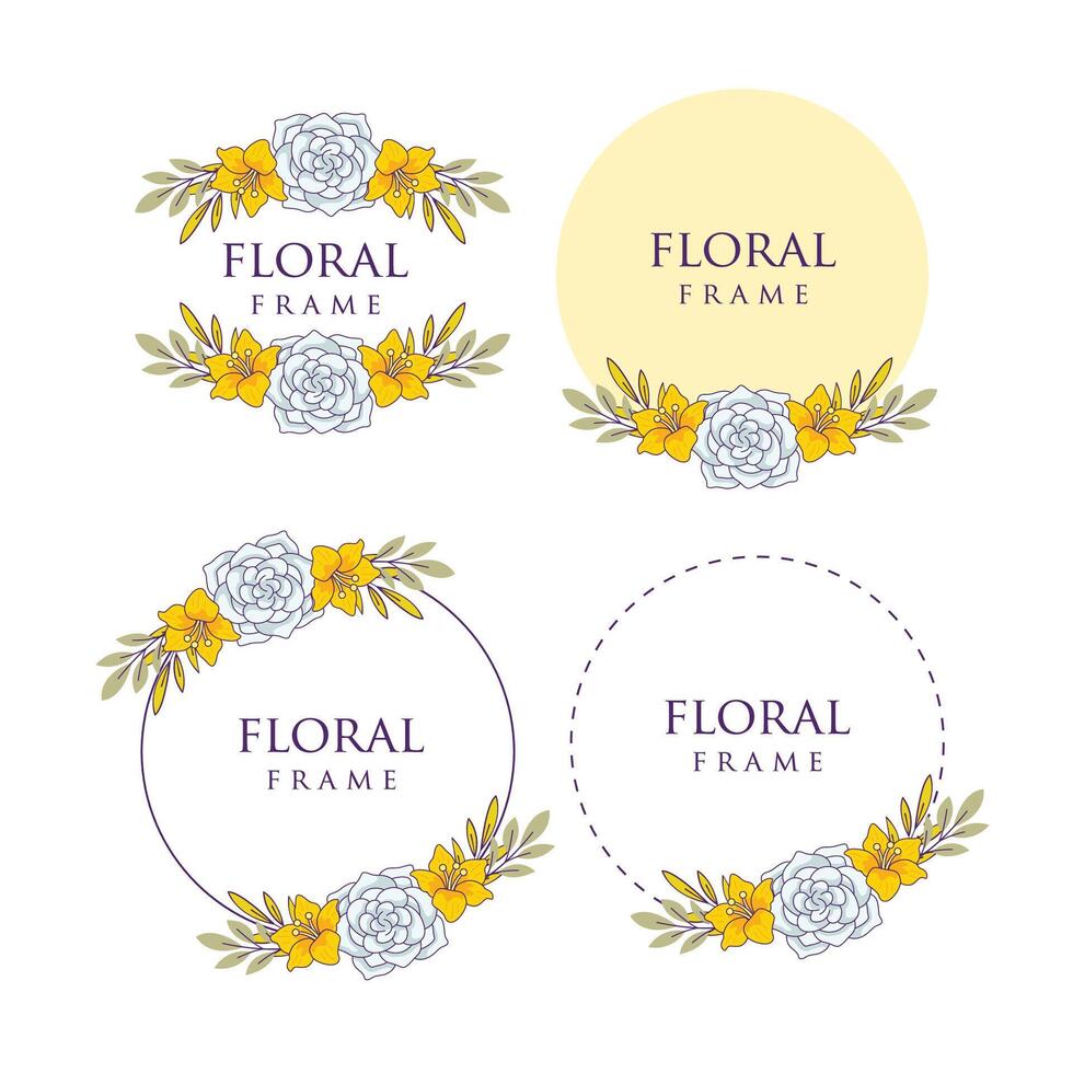Floral collection frame design vector