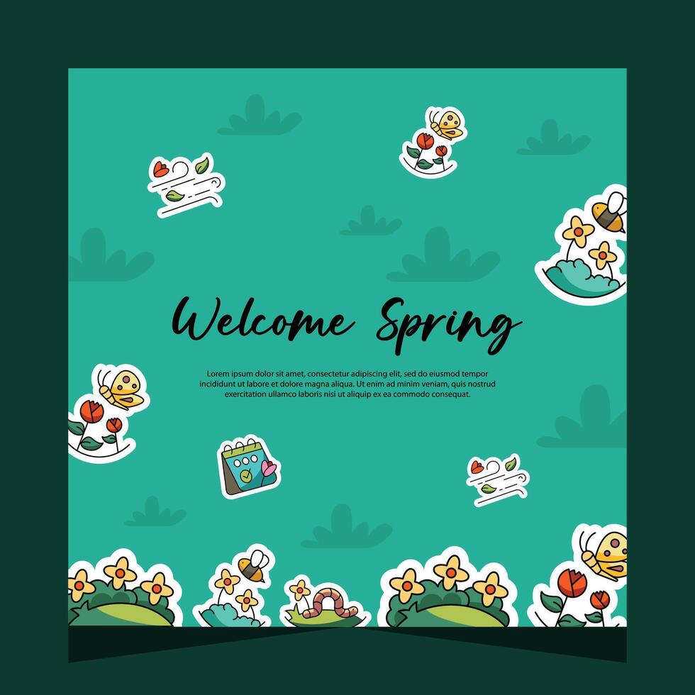Spring social media post template. Vector Design