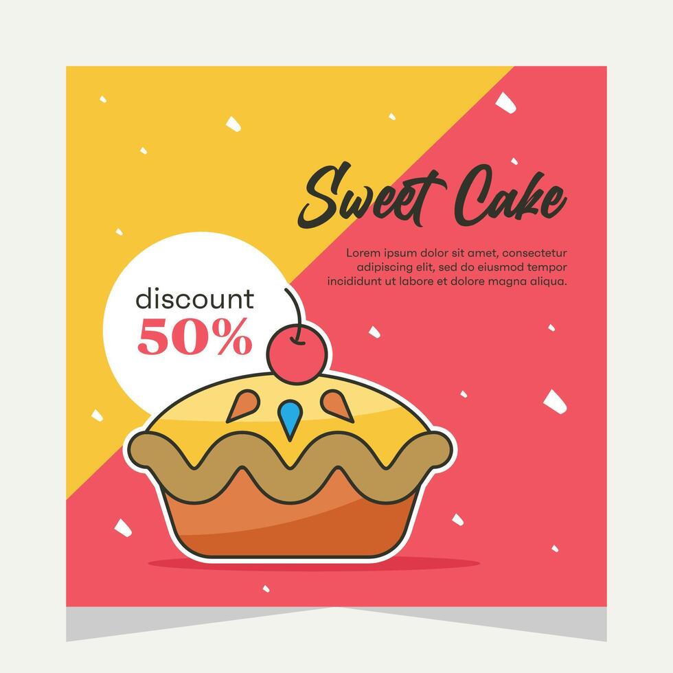 Cupcake square flayer template or social media post vector