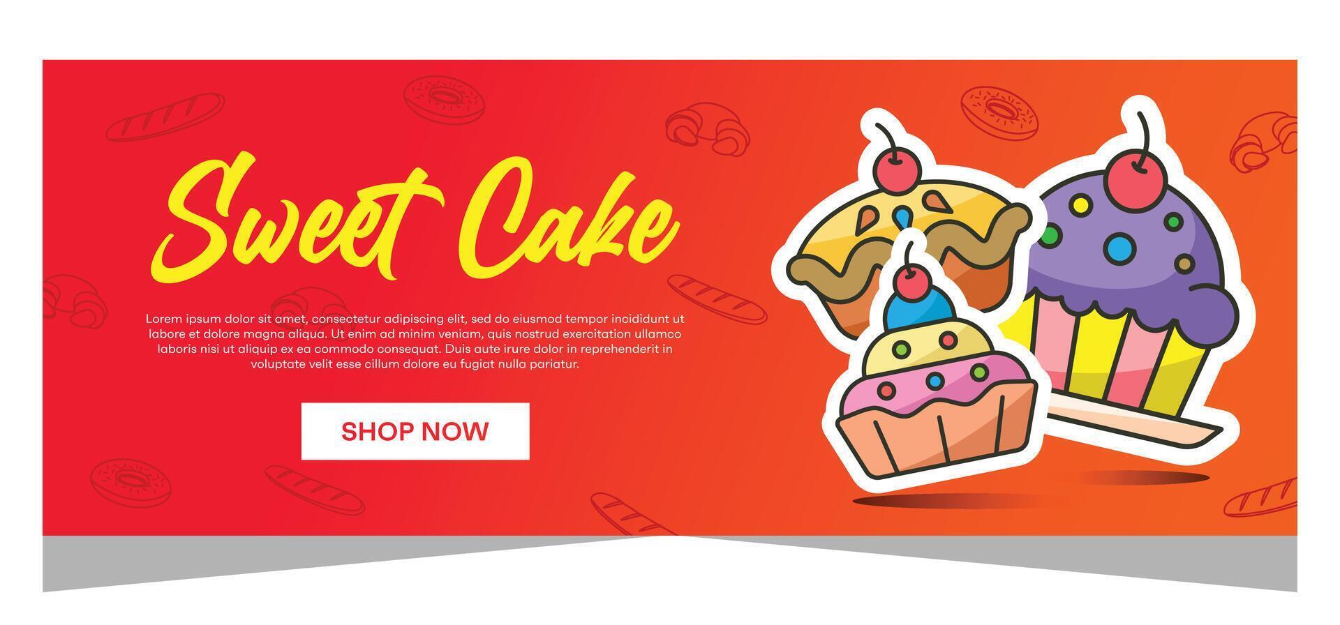Horizontal banner of sweet cupcakes vector design