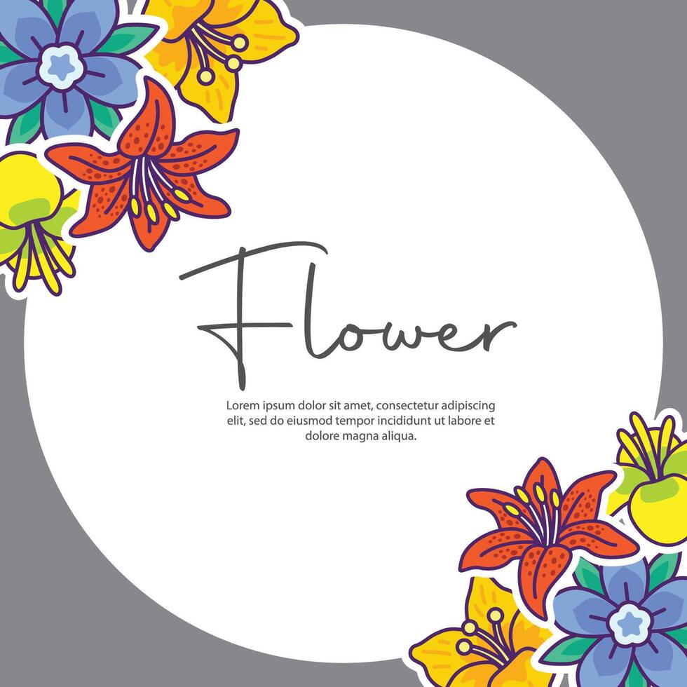 Wedding floral frame background template design vector