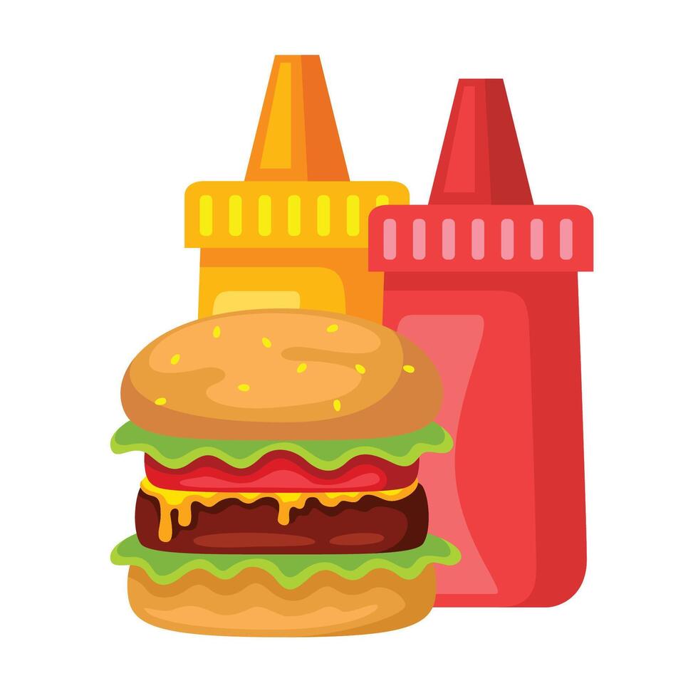 hamburguesas y salsa icono ilustración. vector diseño