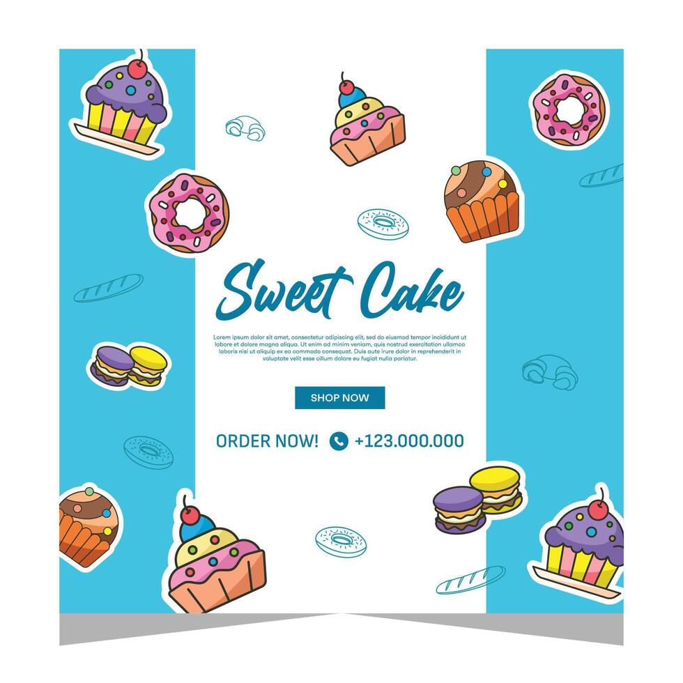 Bakery instagram post template design vector