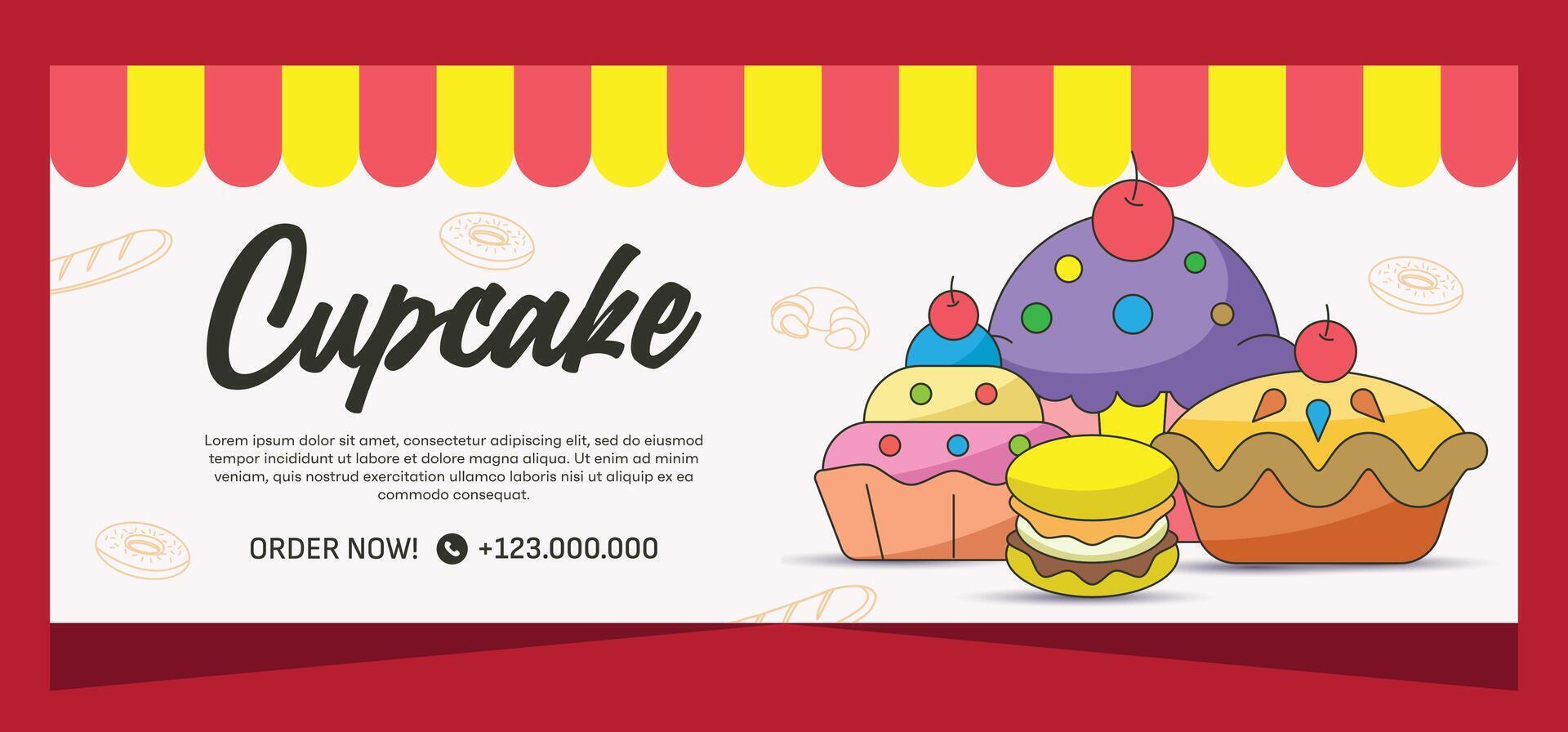 Sweet bakery banner template for social media or print template in vector file