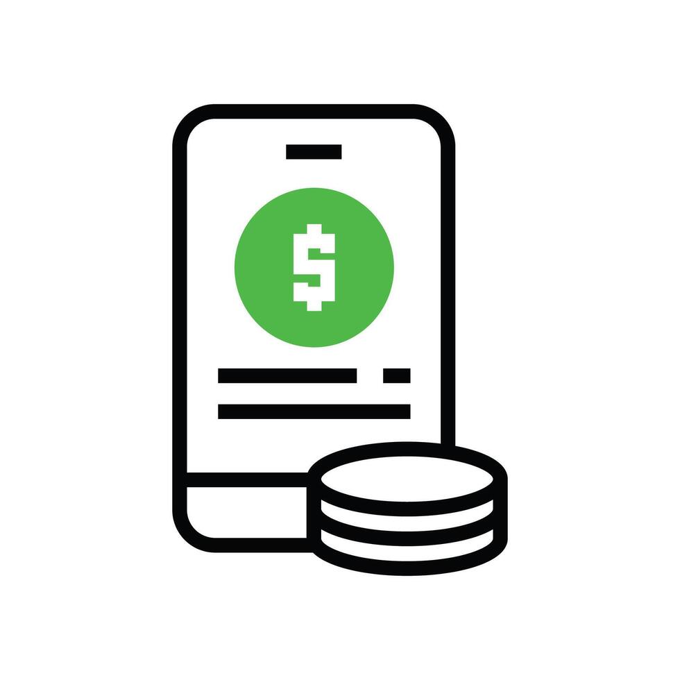 Online icon illustration design. Coin with phone mobile vector
