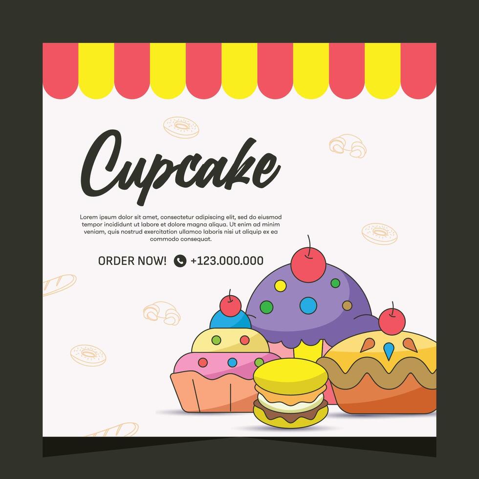 Sweet cake flayer or social media post template vector