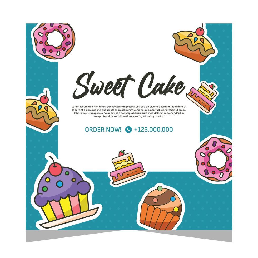 Sweet cake flayer or social media post template vector