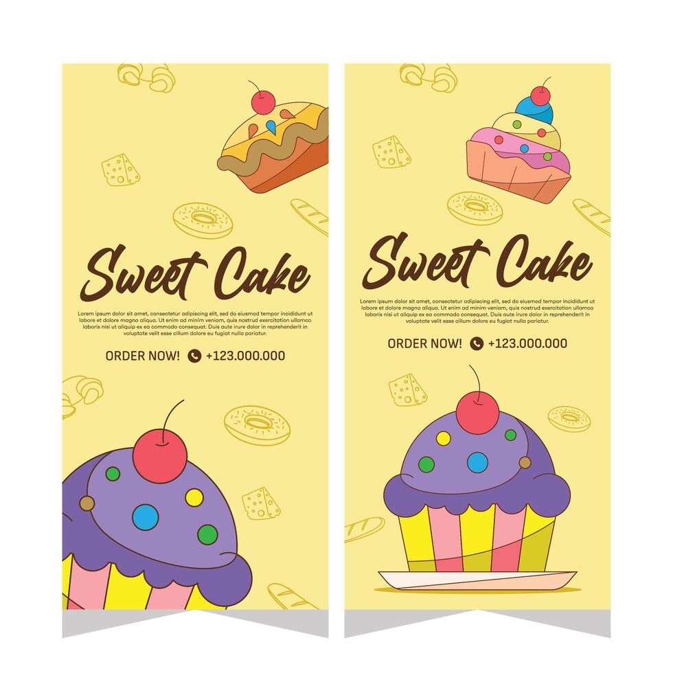 Sweet bakery vertical banner template or history social media in vector