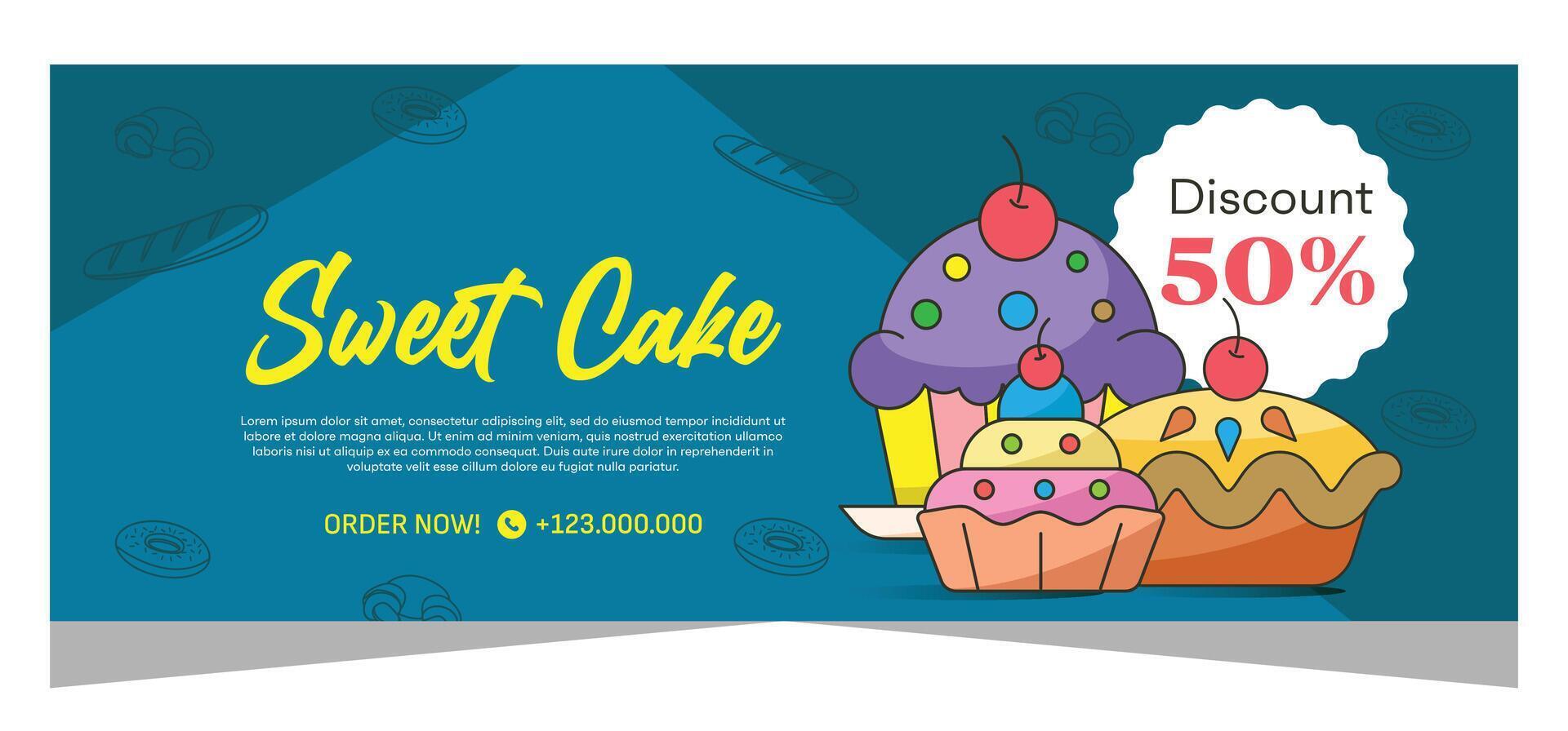 Sweet bakery banner template for social media or print template in vector file