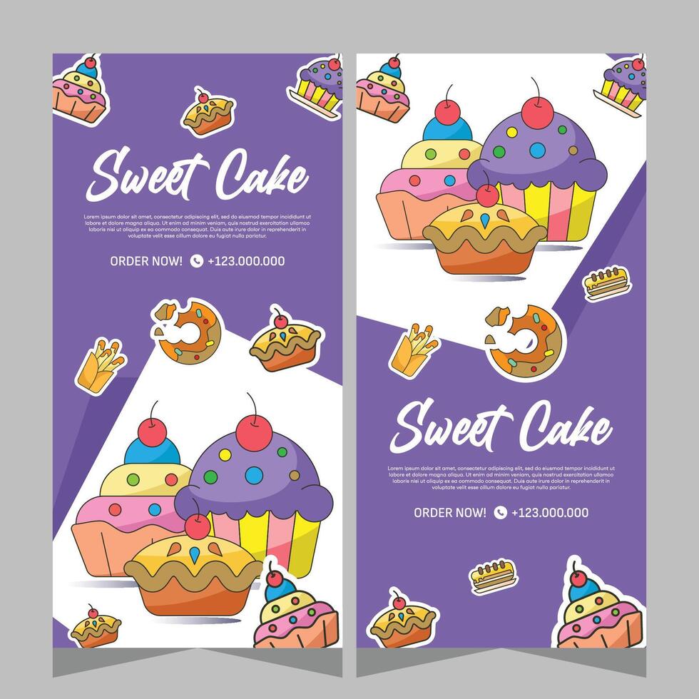 Bakery template vertical banner design vector