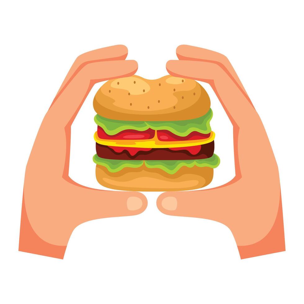 hamburguesa en mano icono ilustración. vector diseño