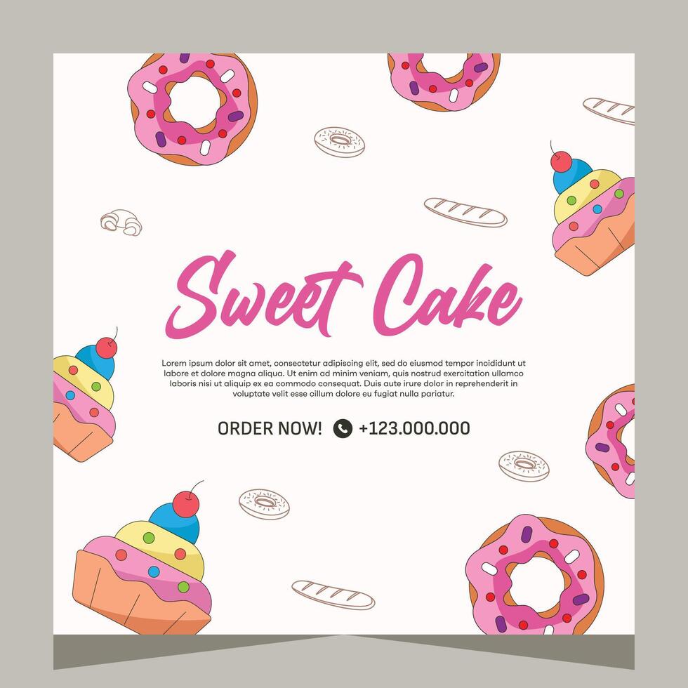 Sweet cake flayer or social media post template vector