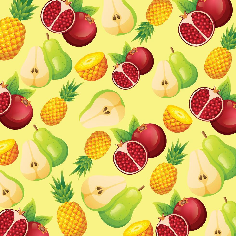 Fresh fruit pattern background design vector