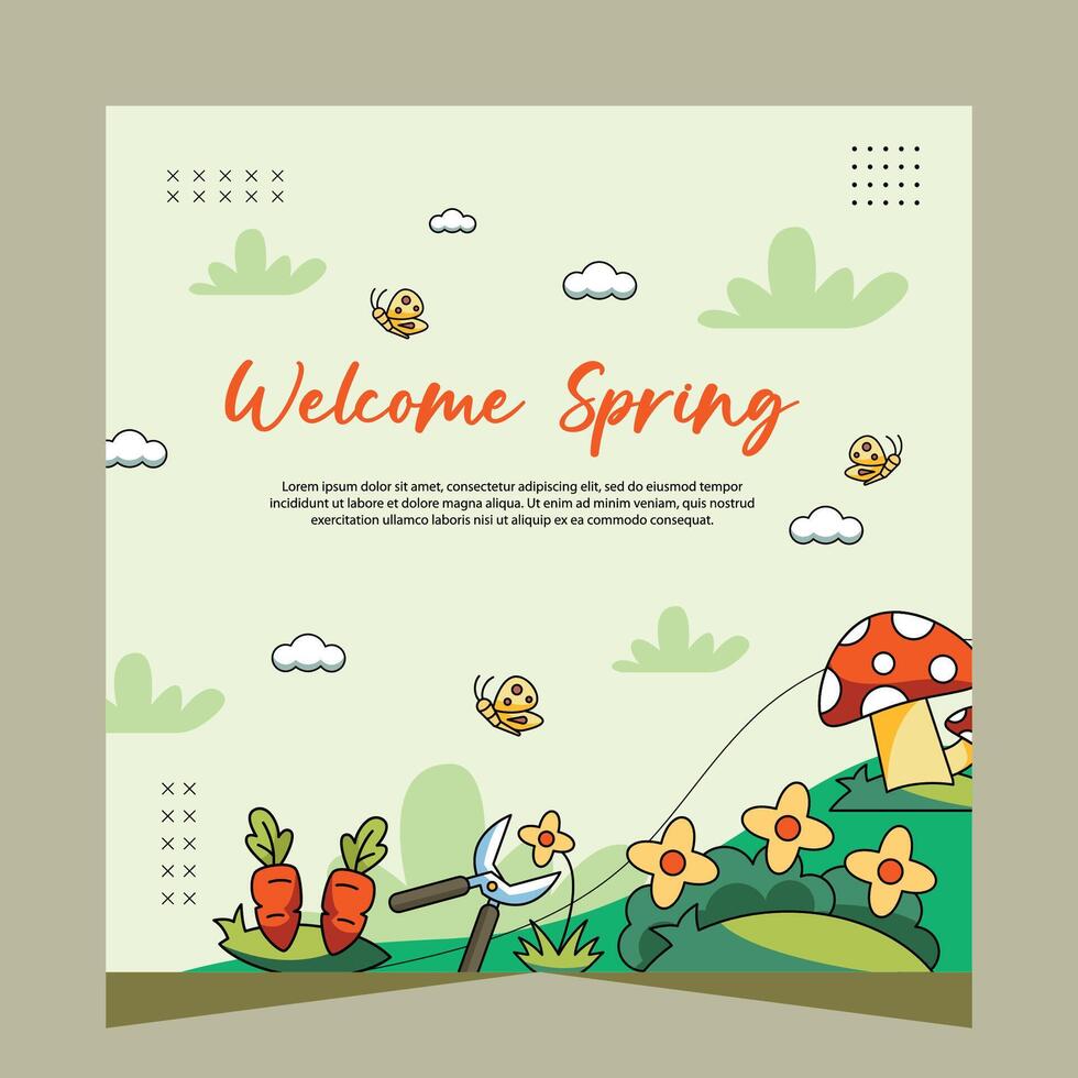 Spring social media post template. Vector Design