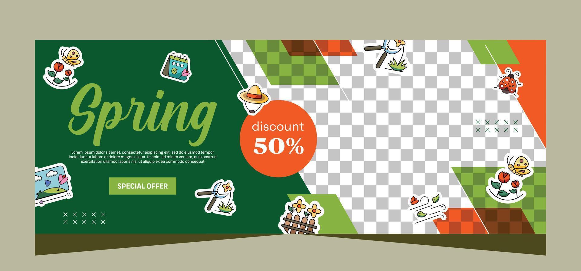 Spring banner template design. Vector design