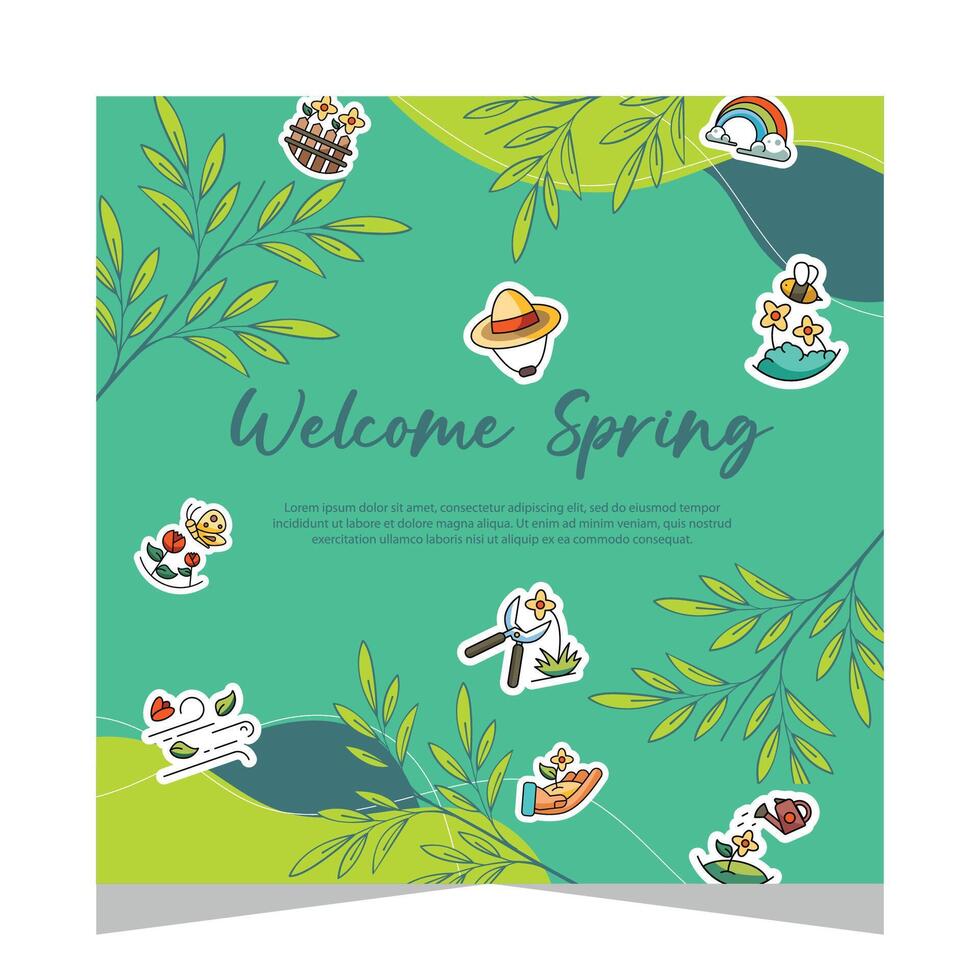 Spring post social media template. Vector design