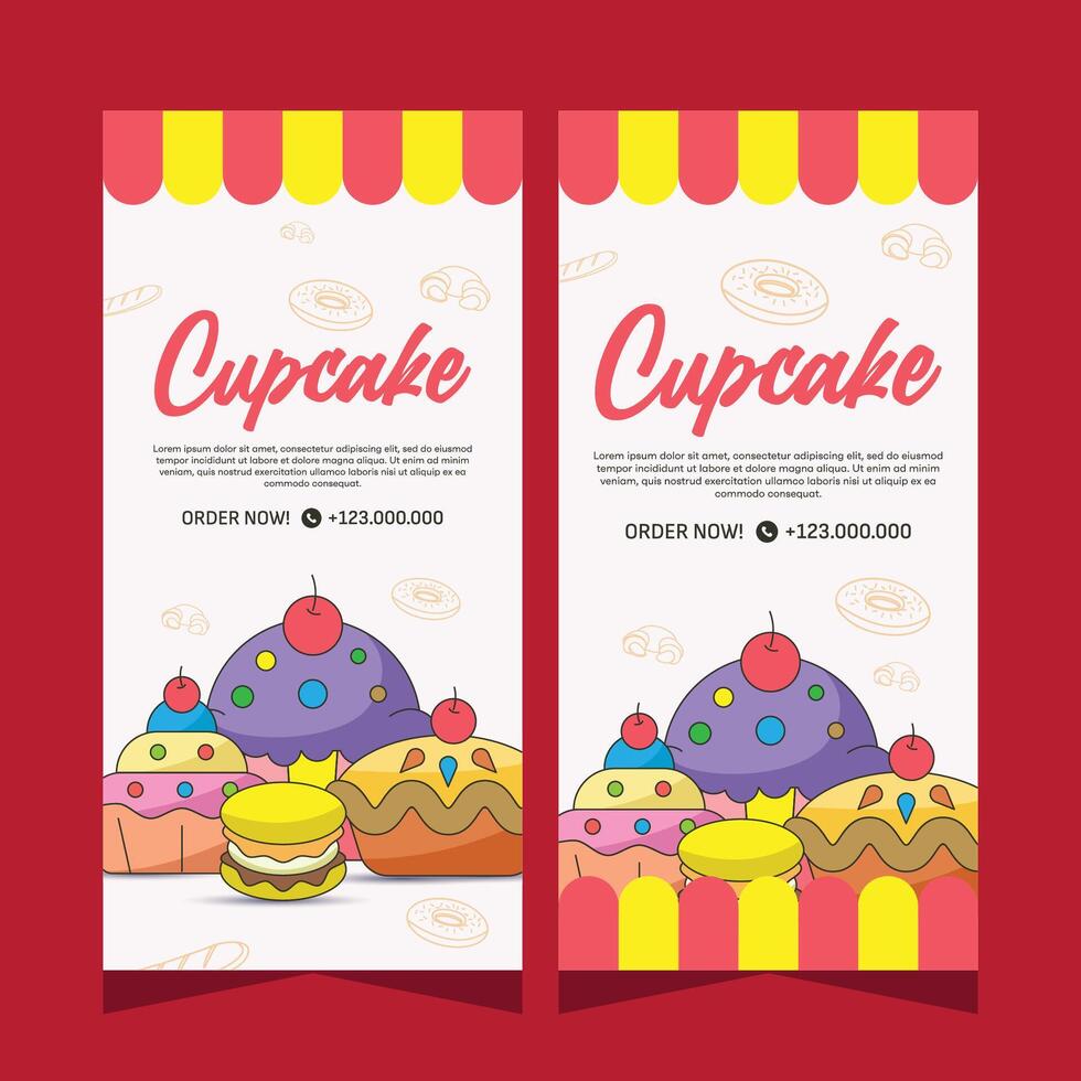 Bakery template vertical banner design vector
