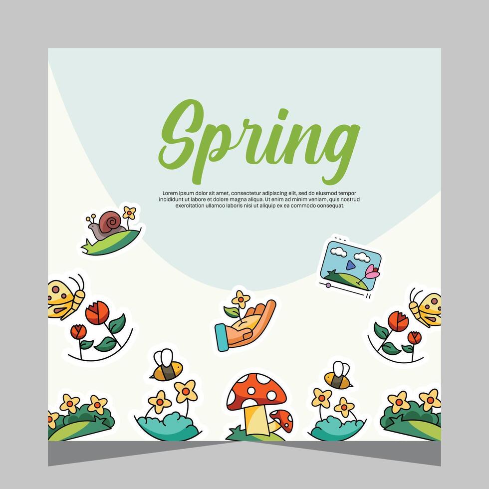 Spring post social media template. Vector design